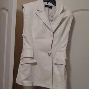 White Women's Sleeveless Leather Jacket BRAND NEW